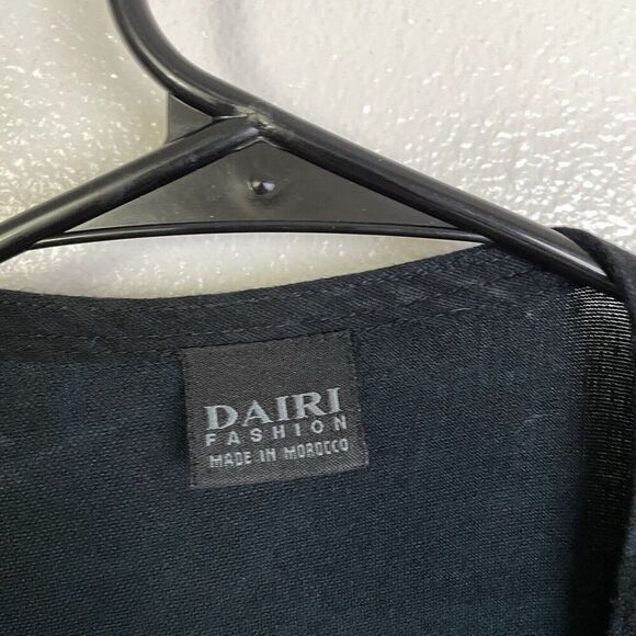 Dairi Fashions Knit Cardigan Sweater Black Moroccan Tribal Long Slits Womens OS - Picture 6 of 9